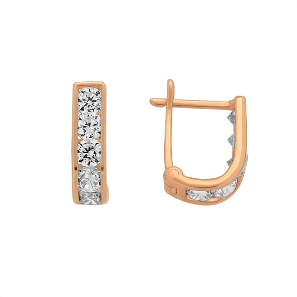 Kinde Ohrringe mit Zirkonia Roségold Rotgold Russisches gold 585