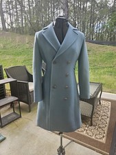 Rare Turquoise Blue Ladies J. Crew Wool Trench Coat 4
