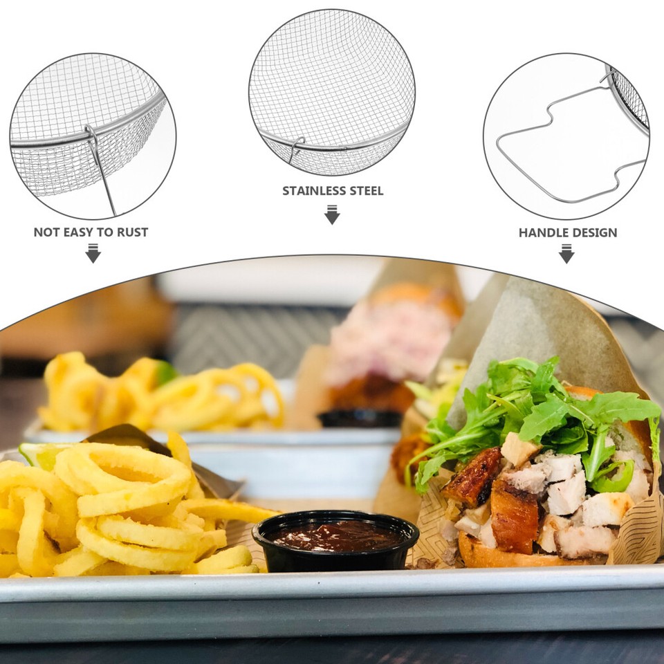 Chips Deep French Fry Baskets Stainless Steel Frying Fruits Circle Tray