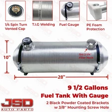 ◆End Fill 9.5 Gallon 10x28 Gas Tank Spun Aluminum 1/4'' NPT Fuel Tank With Gauge