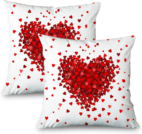Valentines Day Red Heart Pillow Covers 18X18 Set of 2,Wedding Home Decor Love De - Picture 12 of 12