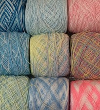 Lace yarn Crystal Colors Pastels.Acrylic/Rayon. 900 yards per ball. 1 lot of 9.