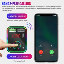 2pcs Bluetooth 5.0 Car Wireless FM Transmitter Adapter PD Charger USB Hands-Free