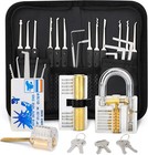 34-Piece Locksport Set with Clear Padlocks and Case