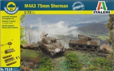 Italeri 7518A 1/72 (20mm) M4A3 Sherman 75mm (Fast Build) 2 X Wargame kits