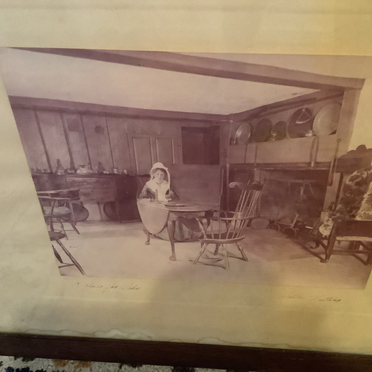 Wallace Nutting A Chair for John Hand Colored Photograph