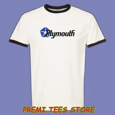 Plymouth Car Classic Men's Ringer Black Size S to 3XL