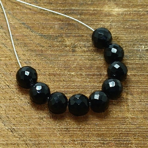 Black Onyx Faceted Round Beads Briolette Natural Loose Gemstone Making Jewelry - Picture 3 of 3