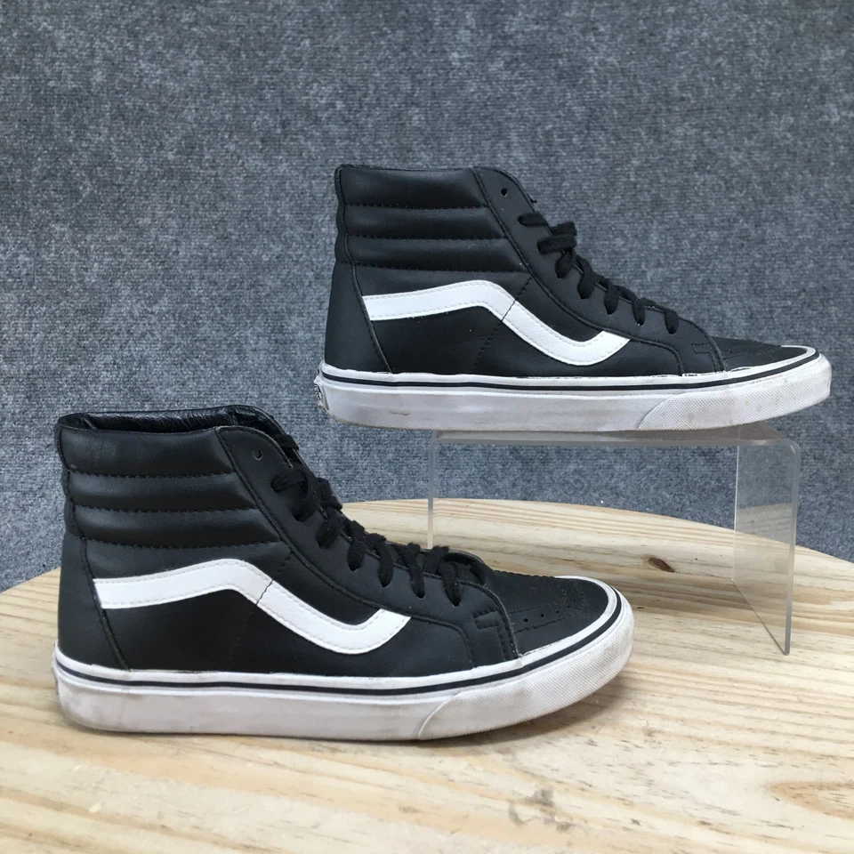 Zapatos Vans para hombre 7,5 para mujer 9 negros Sk8-Hi reedición cuero con cordones redondos 721277 Foto 2 de 4