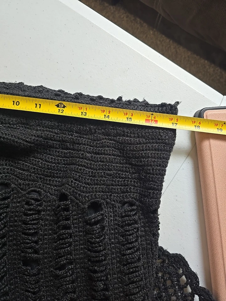 Falda Midi Bandolino De Colección Negra Crochet Y2k Capricho Boho Grunge 90 Festival XL Foto 3 de 4