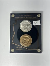 1969 50 Anniversary Grand Canyon National Park Arizona Medal Set w/ Silver Coin