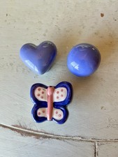Lot Of 3 Butterfly Heart Circle Porcelain Drawer Pulls Unmarked