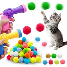 100 Cat Pom Pom Balls 2 Cat Toy Launchers,Cat Toys Ball Launcher,Launch Ball...