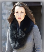   NEW GENUINE BLACK FOX FUR COLLAR STOLE SCARF LENGTH 43 inch