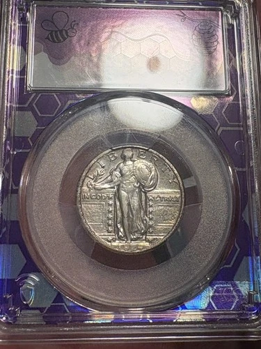 1924 D Standing Liberty Quarter PCGS Graded Cleaned XF Details, Pink Toning