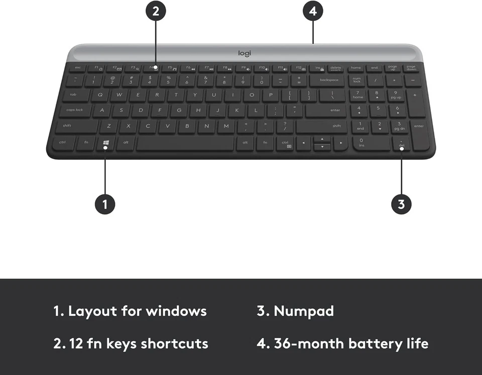 Logitech Slim Wireless Keyboard and Mouse Combo MK470, QWERTY US International L - Image 2 of 4