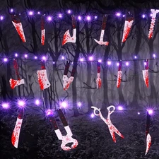 BlcTec Scary Halloween Decorations Props, 12 FT String Purple 