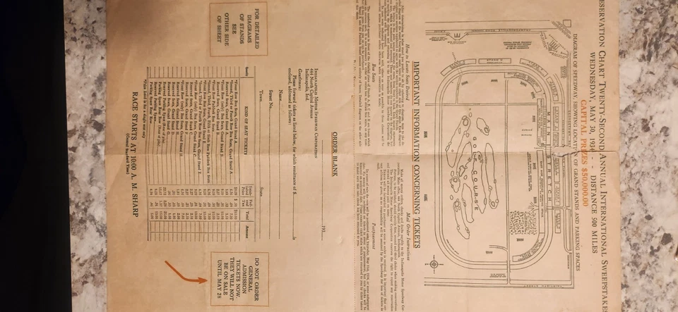 Billete de quinientos asientos de Indianápolis 1963. Foto 2 de 4