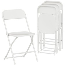 HOMCOM Set 4 Sedie Pieghevoli con Fori di Drenaggio 45x49x79.5 cm Bianco