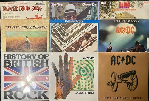Classic Rock Vinyl LP Lot- Beetles, AC/DC, Elton John, Elvis, Tom Petty & MORE