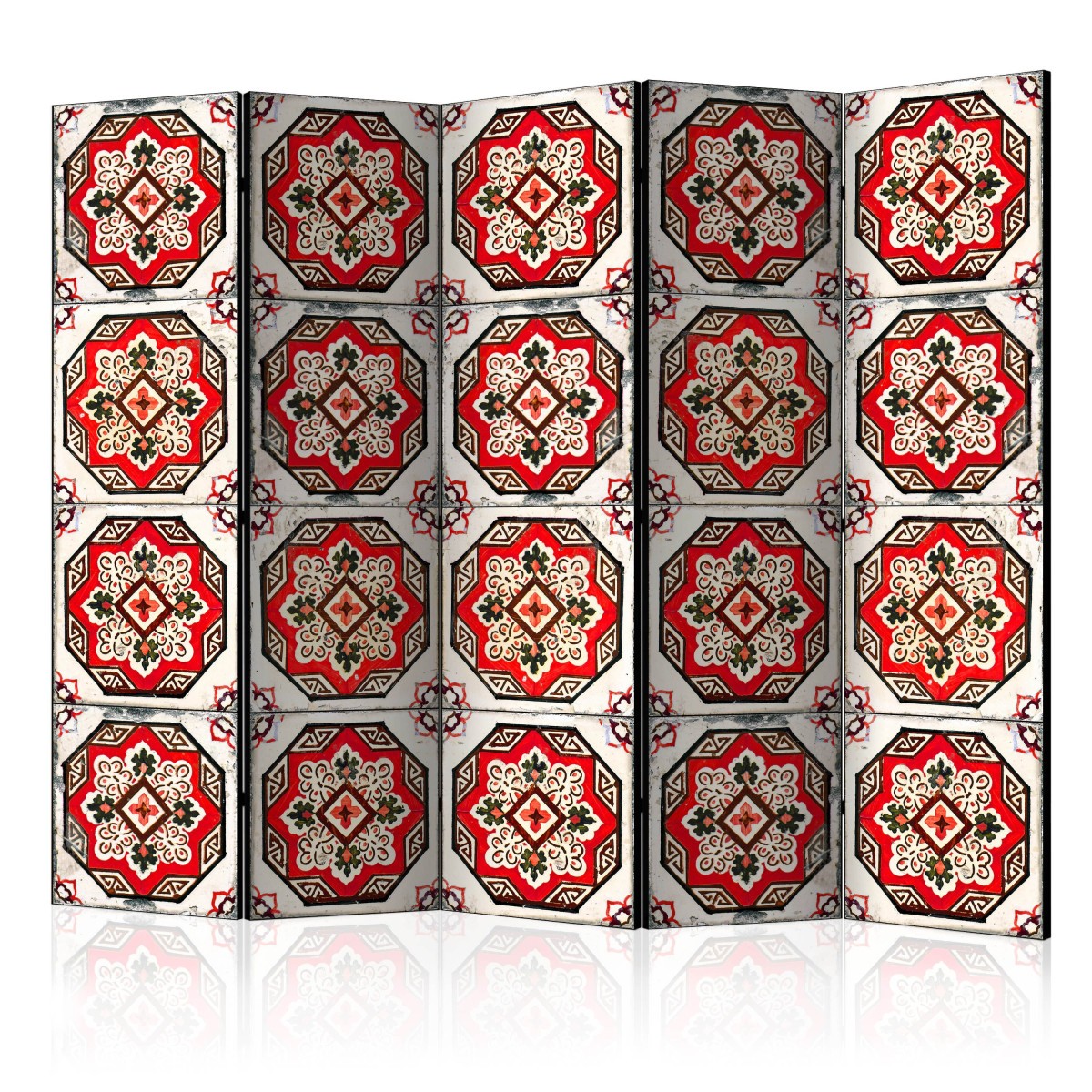 Paravent 5 volets Dance of Red Line 172x225cm en bois de sapin imprimé