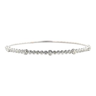 MODERN LADIES DESIGNER DIAMOND BANGLE BRACELET 1.13CTTW 14K WHITE GOLD SZ 6.75