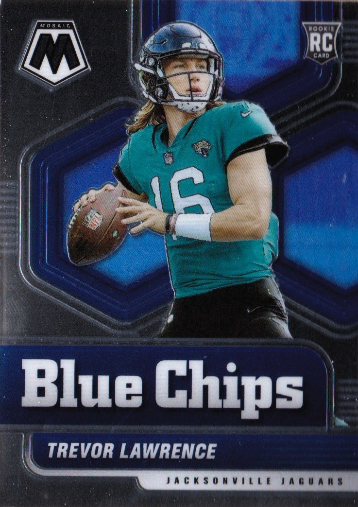 2021 Panini Mosaic Blue Chips Trevor Lawrence #1 Jacksonville Jaguars RC