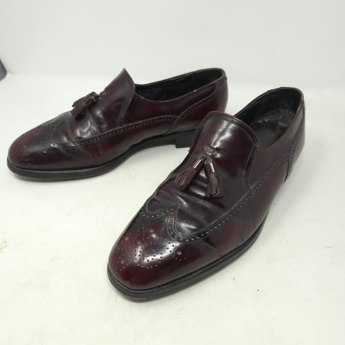 Florsheim Burgundy Tassel Wing Tip Dress Shoes Loafers Men display picture 2