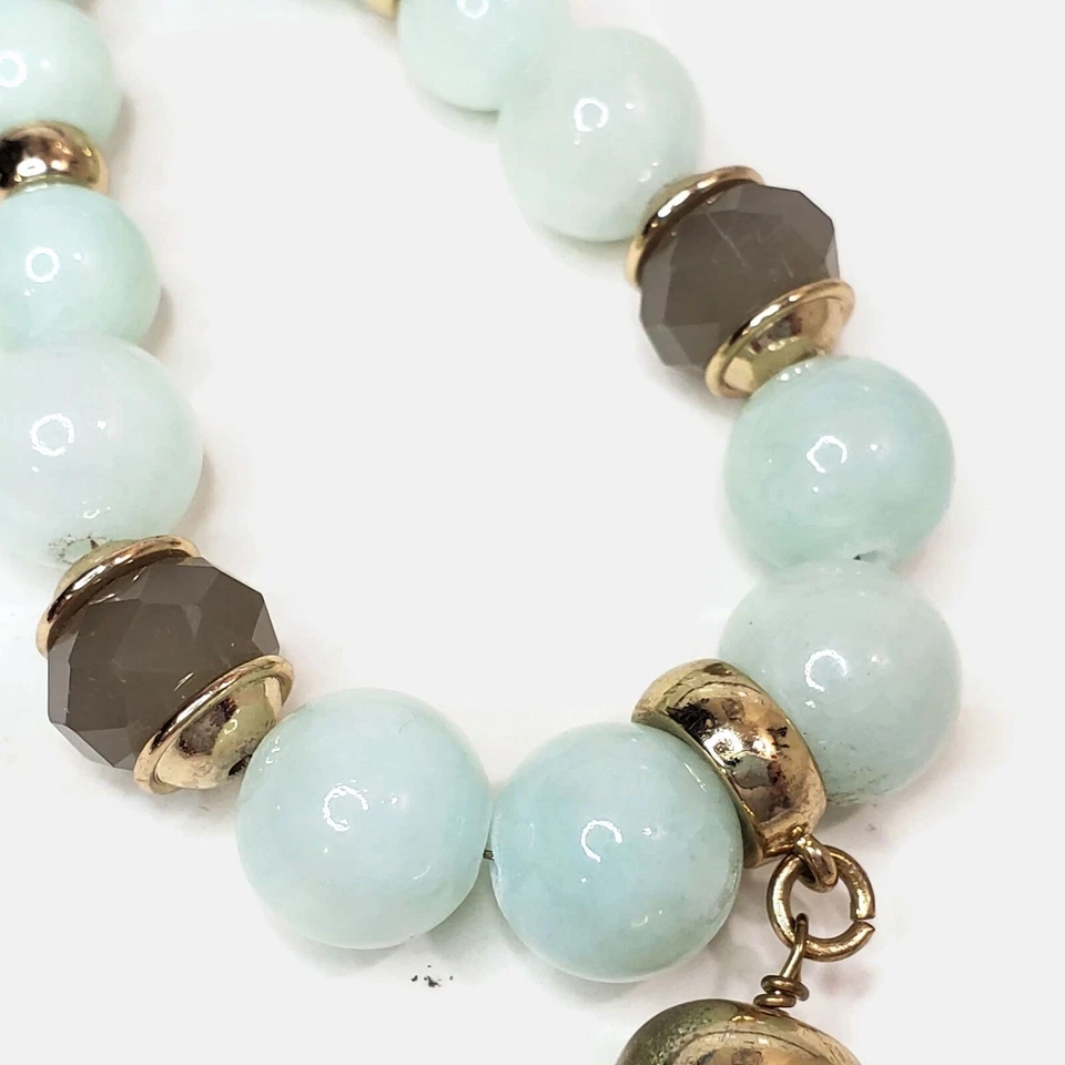 Bella Jack Pale Green Glass Bead Gold Tone Chain Tassel Necklace 31" - Image 3 of 4