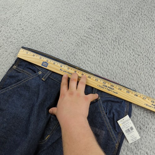 Vintage Nautica Jeans Boys 20 31x33 Blue Dark Indigo Raw Baggy Carpenter Hammer - Picture 17 of 21