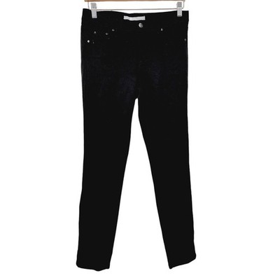 Tractr Diane Basic Mid-Rise Satin Skinny Pants in Black Women's Size 31  