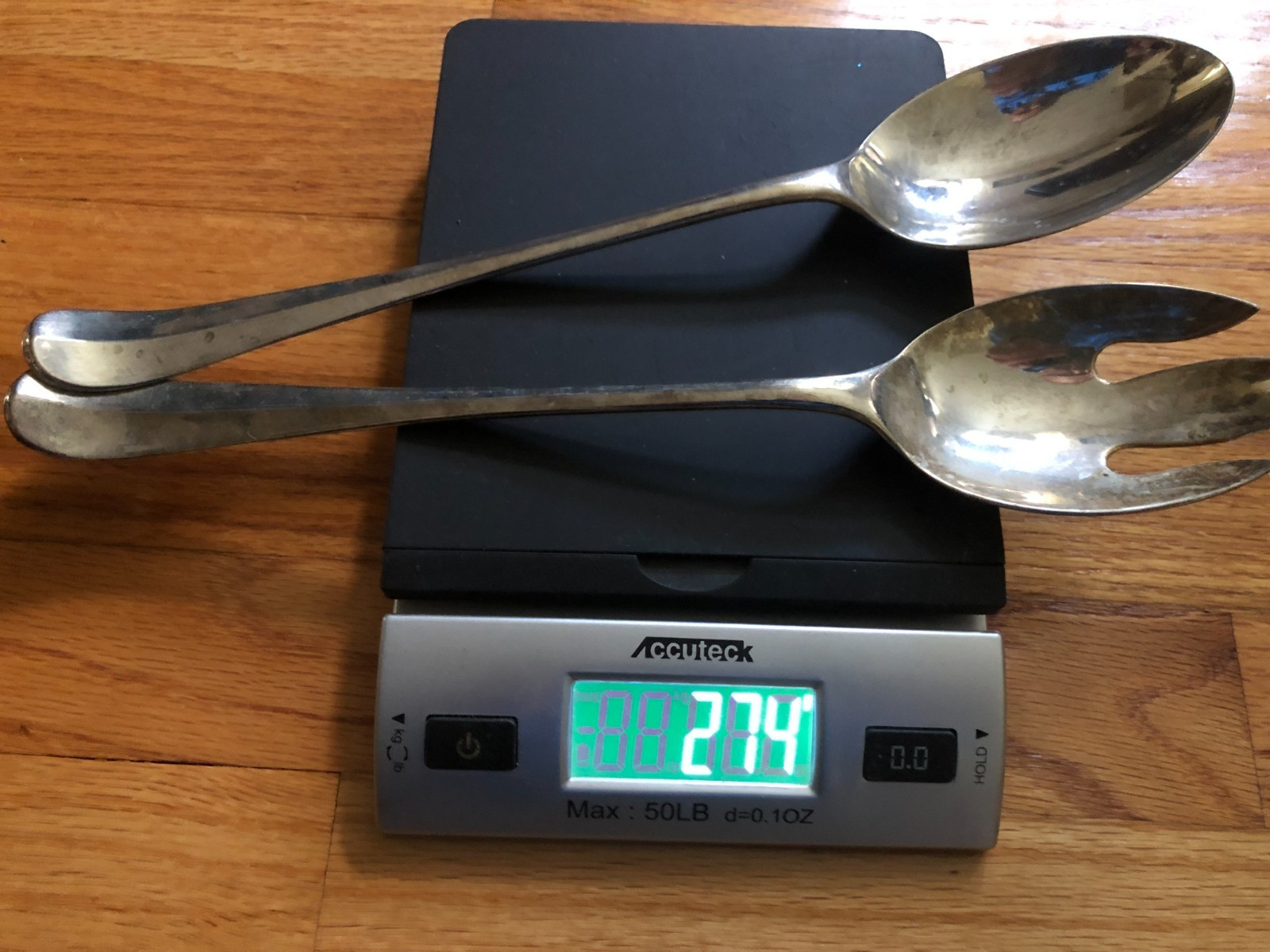 Vintage Silver Tone Salad Server Fork and Spoon Set, Heavy