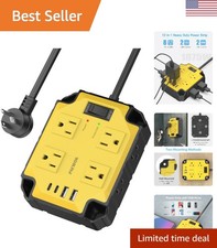 Industrial Magnetic Surge Protector with 8 Outlets  4 USB Ports - Yellow