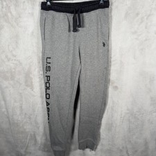 US Polo Assn Sweatpants Joggers Gray Black Logo Print Youth XL 14 16