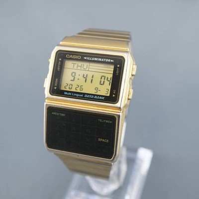 CASIO VINTAGE DBC-611G-1 Gold Calculator Data Bank Watch