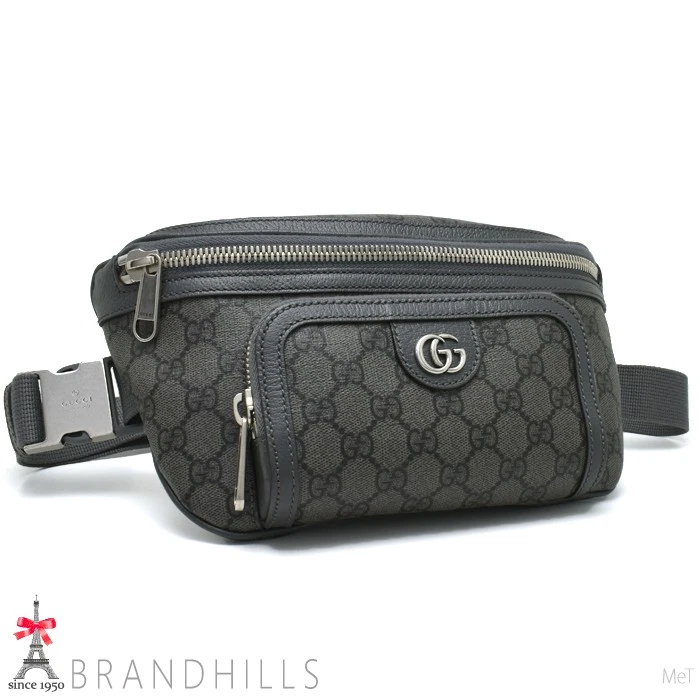 Gucci sac ceinture homme s femme s GG Supreme gris noir body bag 733868 GUCCI