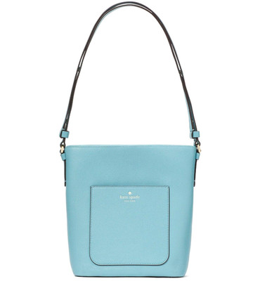 New Kate Spade Elsie Bucket Bag Pebbled Leather Smokie Blue | eBay