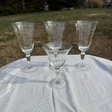 VTG Crystal Etched Branches & Moon 6 Oz Wine Glasses Set Of 3 & 3.5 Oz Coupe