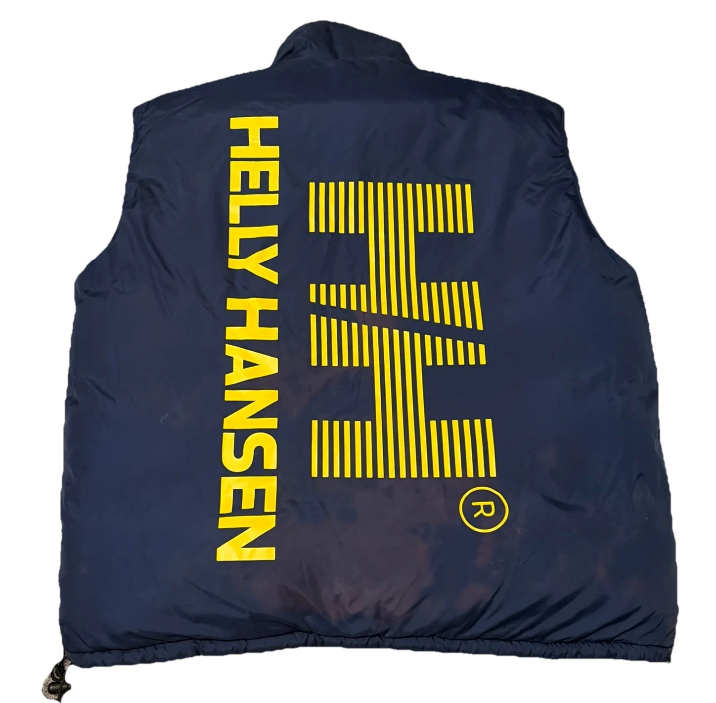 Helly Hansen Reversible Quilted Puffer Vest Navy Blue Yellow Sailing Outdoors XL