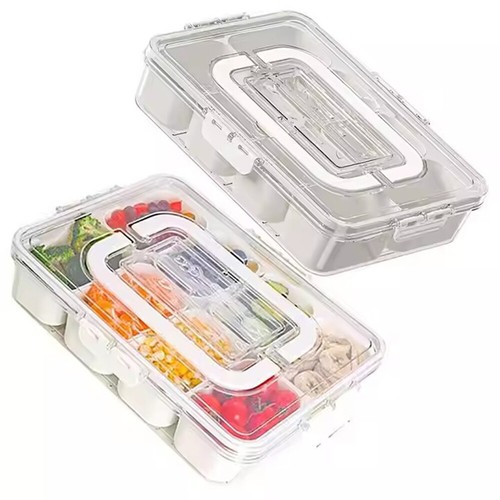 Divided Serving Tray with Sealing Lid wi/Handle 8 Compartment Snack Serving Tray - Picture 19 of 20