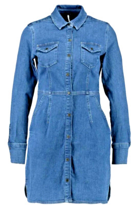 BRANDNEU - FREE PEOPLE Dynamite Denim Jeans Kleid Blusenkleid