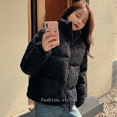 Lady Corduroy Down Coat Puffer Jackets Parka Retro Winter Warm Loose Padded Tops - Picture 18 of 30
