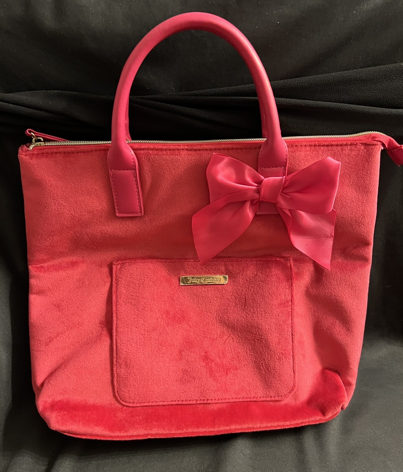 Juicy Couture Pink Velvet Backpack Purse Tote W/Bow. … Gem