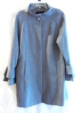 Trini Turk "sara" Gray Wool Blend Coat With Ruffled Sleeves In Size 14p