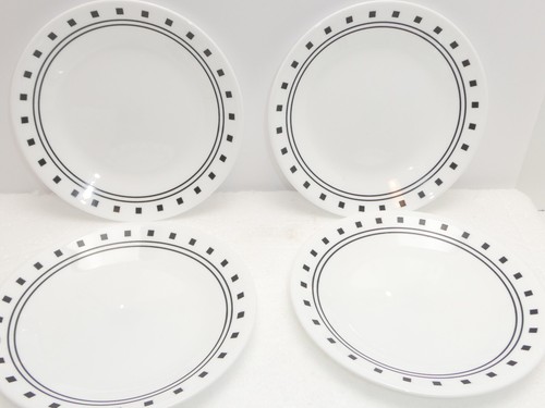 4 platos de ensalada de postre Corelle City Block negro doble borde banda 6 1/2" - Imagen 4 de 7
