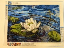 Completed Water Lily Diamond Fashion Art Painting 14  x10  Wall Hanging Unframed