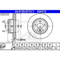 ATE 2X Bremsscheibe Vorne Ø324 Mm BelüFtet FüR BMW 5Er Touring E61 525D 520D
