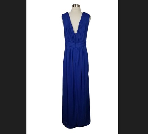 ADRIANNA PAPELL Women's 12 Royal blue sleeveless formal gown chiffon dress long - Picture 4 of 9