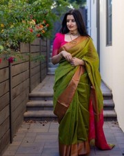SAREE BLOUSE BOLLYWOOD PARTY WEAR DESIGNER INDIAN WEAR SOFT LICHI SILK WEDDING