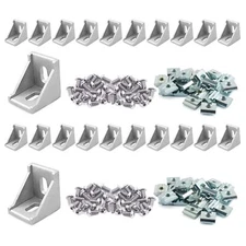 20 Sets 10 Series Aluminum Extrusion Profiles Corner Bracket 1010 90 Deg Righ...